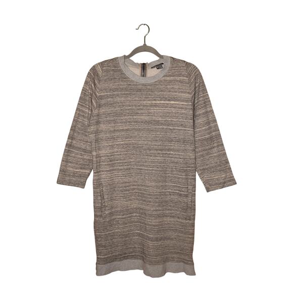 VINCE $278 Heather Gray 3/4 Sleeve Tunic Shift Dress Pockets Zipper Slits Medium - Picture 1 of 3